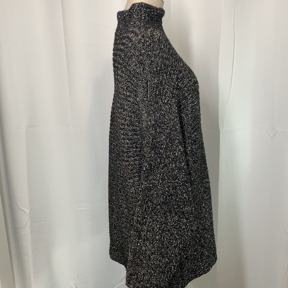 Max Studio Soft & Cozy Slouchy Batwing Mock Neck Sweater Grey Black, Sz XL - Picture 6 of 13